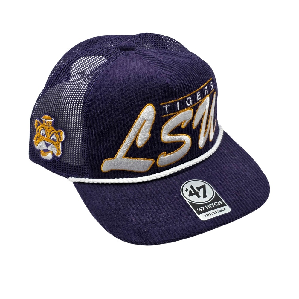 '47 Brand LSU Tigers Vintage Corduroy Hitch Snapback Trucker Hat Cap Purple NEW